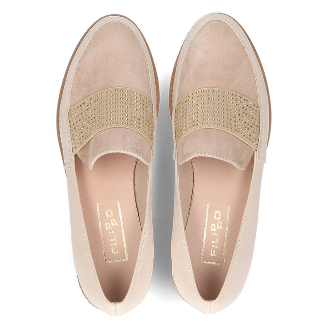 Skórzane półbuty Filippo 091 beżowe