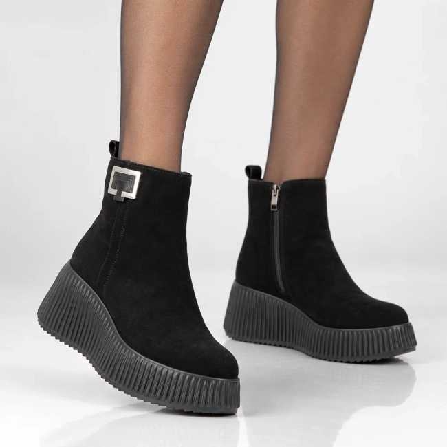 Leather platform ankle boots Filippo DBT6392/26 BK black