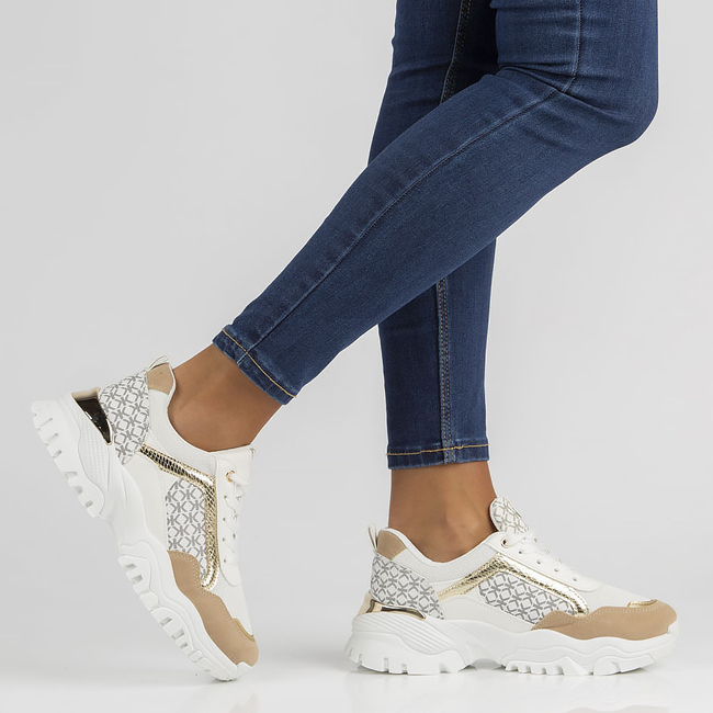 Sneakersy Filippo BB116 biało-beżowe