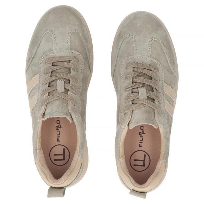 Skórzane sneakersy Filippo DP7508/26 KH khaki