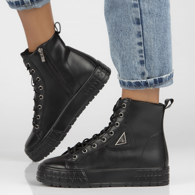 Skórzane trzewiki Filippo DBT3951/22 BK czarne