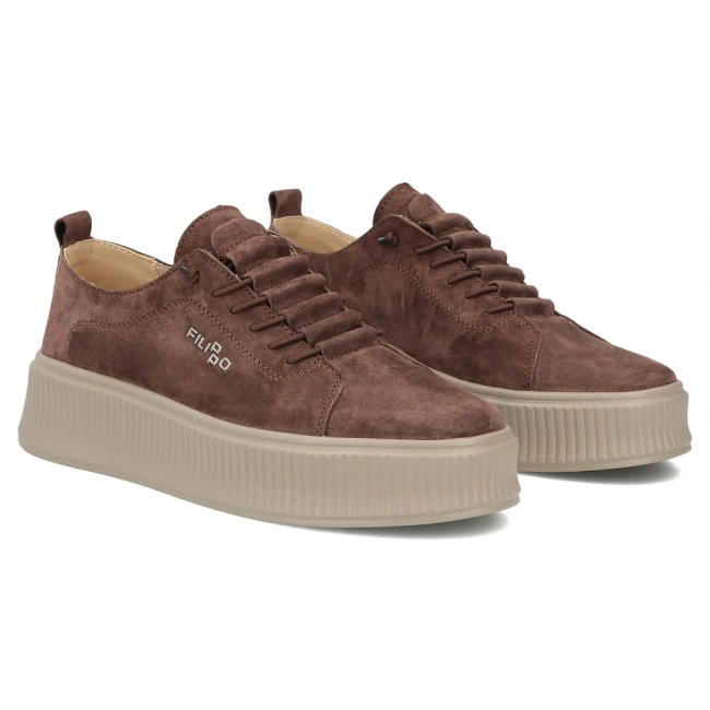 Skórzane sneakersy Filippo DP8343/26 D BR ciemnobrązowe