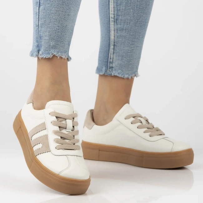 Leather sneakers Filippo DP6798/25 WH BE white