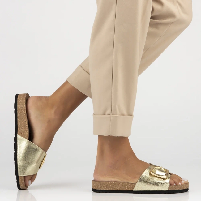 Leather flip-flops Yokono JERBA-114 SAMOA PLATINO gold