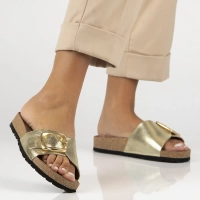 Leather flip-flops Yokono JERBA-114 SAMOA PLATINO gold