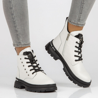 Skórzane trzewiki Filippo DBT3063/21 WH białe