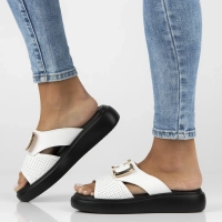 Leather flip-flops Filippo DK7025/25 WH white