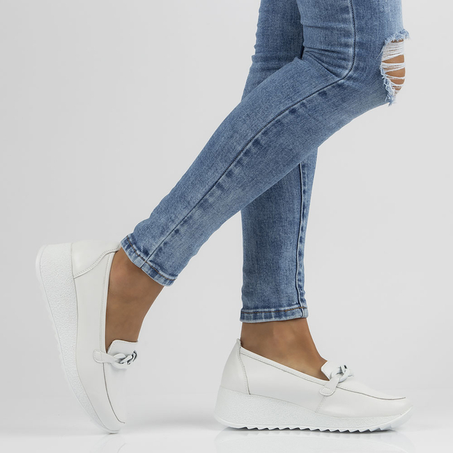 Skórzane półbuty Filippo DP3632/22 WH białe