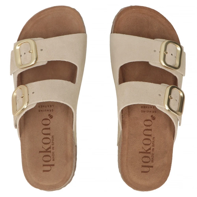 Leather flip-flops Yokono WIWI-003 SERRAJE CRUDO beige