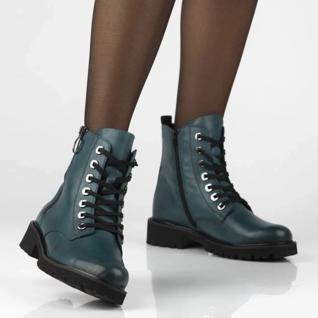 Skórzane trzewiki Rieker D8671-12 turkusowe