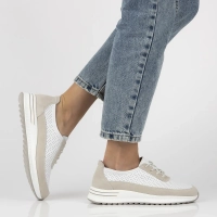 Skórzane półbuty na platformie Filippo DP6717/25 WH GR biało szare