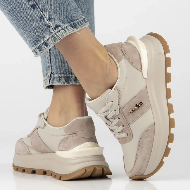 Leather sneakers Filippo DP7003/25 BE beige