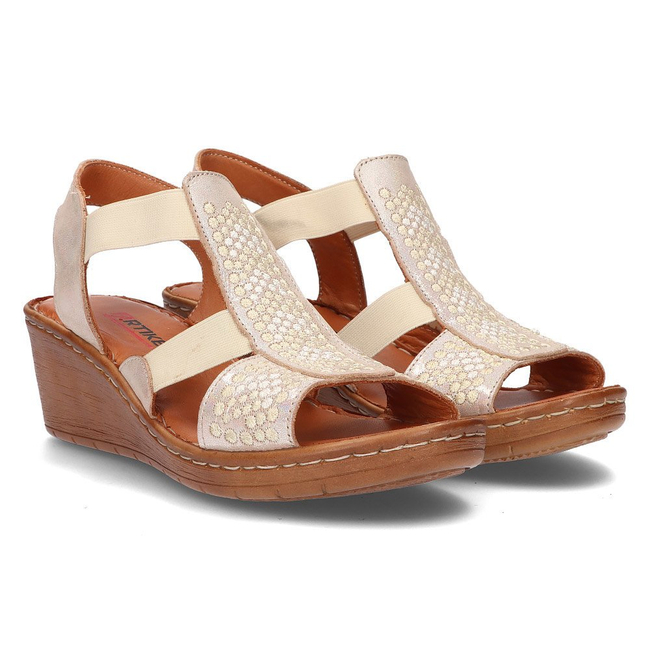 Skórzane sandały Artiker 46C2390 beżowe