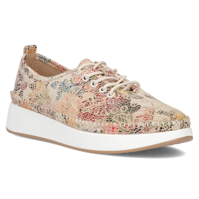 Skórzane półbuty na platformie Filippo DP6102/24 BE FL beżowe