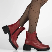 Skórzane botki na obcasie Filippo DBT7133/25 RD czerwone