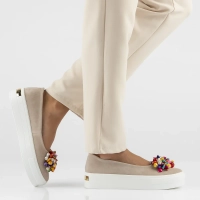 Skórzane półbuty na platformie Filippo DP6024/24 BE beżowe