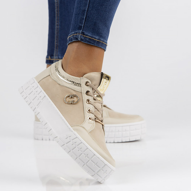 Skórzane sneakersy Filippo 149 beżowe