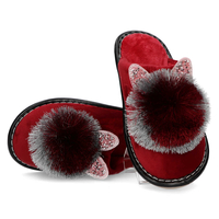 Slippers Filippo burgundy pompon