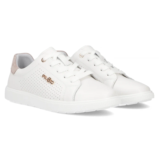 Leather sneakers Filippo DP6738/25 WH BE white-beige