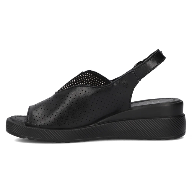Skórzane sandały na platformie Filippo DS6145/24 BK czarne