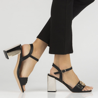 Sandały na obcasie Filippo DS4502/23 BK czarne