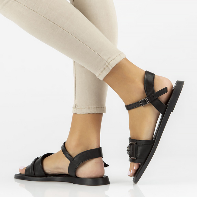 Skórzane sandały Filippo DS3901/22 BK czarne