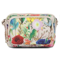 Messenger bag beige flowers