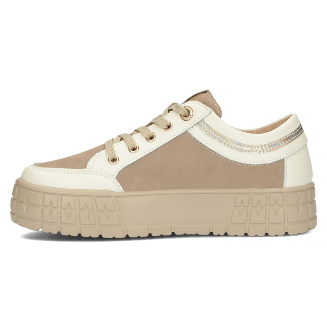 Skórzane półbuty na platformie Filippo DP4245/23 BE beżowe