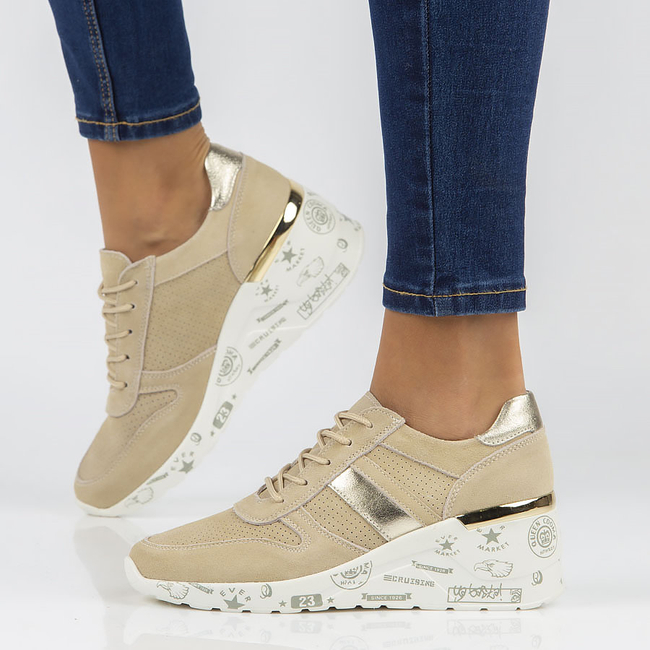 Skórzane Sneakersy Filippo DP3550/22 BE beżowe