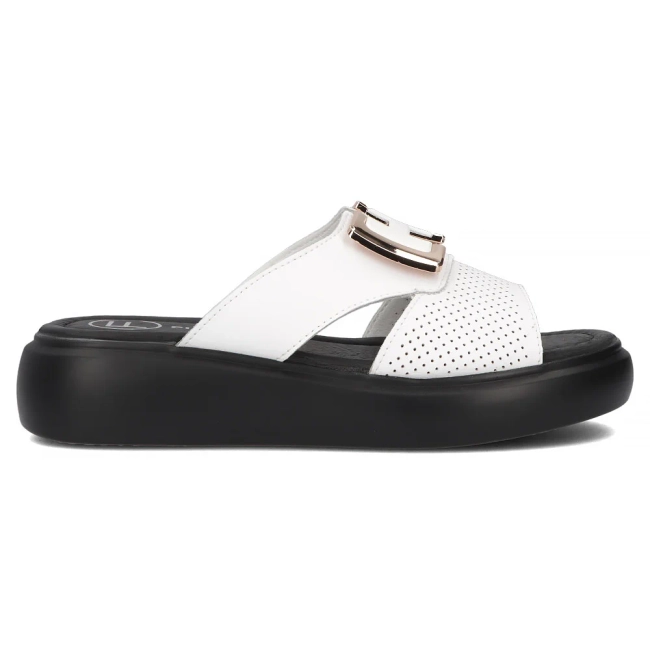 Skórzane klapki Filippo DK7025/25 WH białe