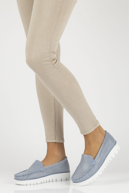 Skórzane mokasyny Filippo DP3534/22 BL niebieskie