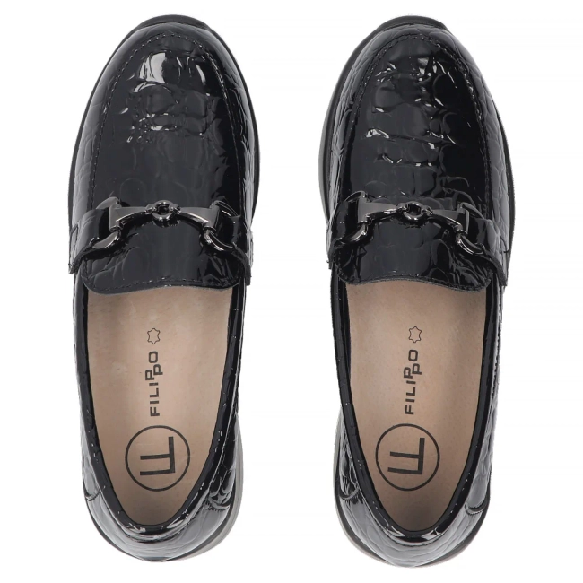 Leather wedge shoes Filippo DP8101/26 BK black