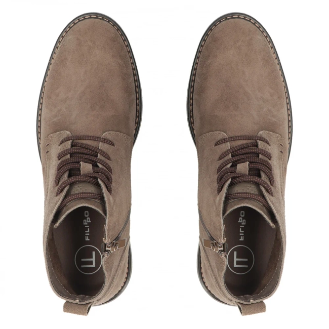 Skórzane botki Filippo MBT8318/26 TP taupe