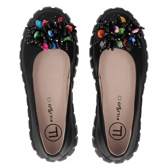 Skórzane półbuty na platformie Filippo DP6996/25 BK czarne