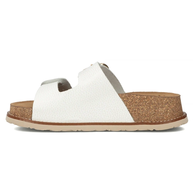 Leather flip-flops Yokono OCA-252 OPAK HIELO white