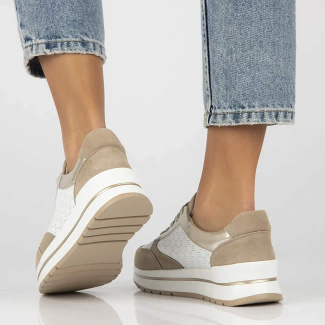 Skórzane sneakersy Filippo DP6778/25 WH BE biało beżowe