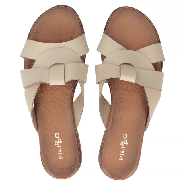 Leather flip-flops Filippo 40387 beige
