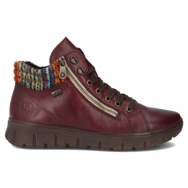 Leather ankle boots Rieker N1305-35 burgundy