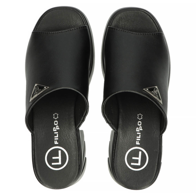 Leather flip-flops Filippo DK4616/23 BK black