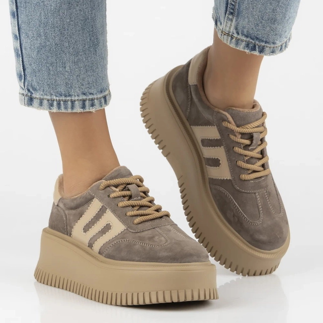 Leather sneakers Filippo DP7111/26 TP Taupe