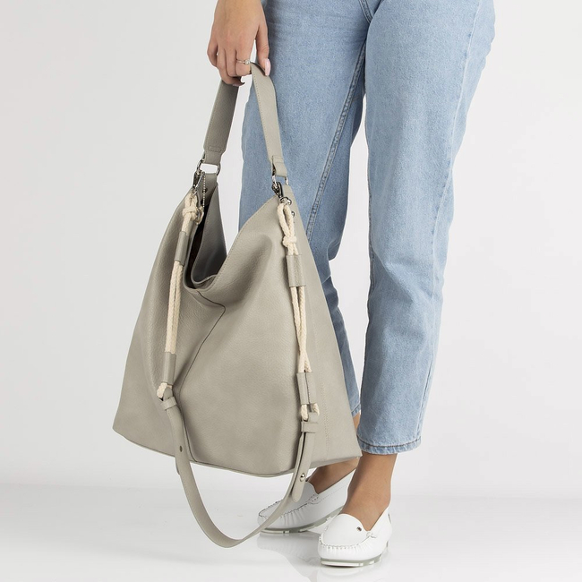 Torebka Filippo TD0157/21 LG jasna szara worek z ozdobnym sznurkiem