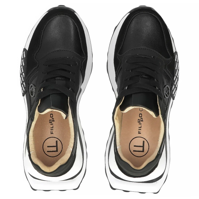 Skórzane sneakersy Filippo DP6762/25 BK czarne