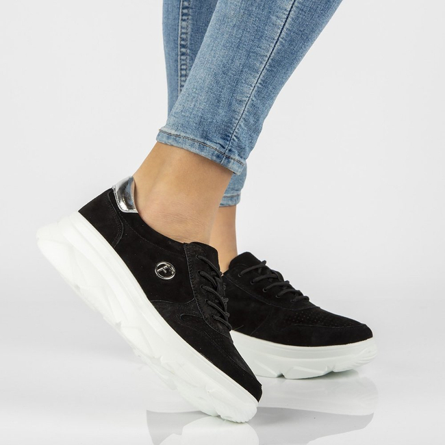 Skórzane Sneakersy Filippo DP2138/21 BK czarne