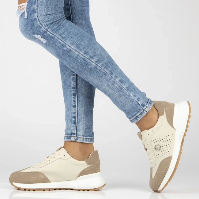 Leather sneakers Filippo DP6732/25 BE beige