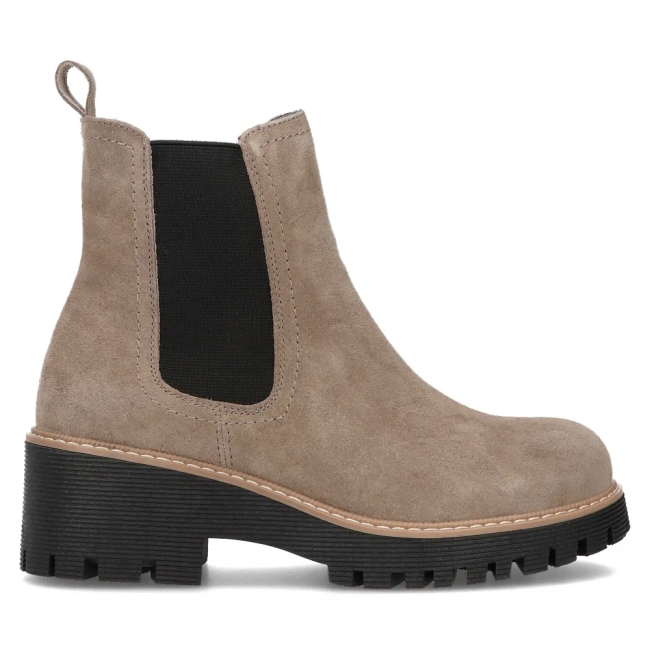 Skórzane botki na platformie Filippo DBT4805/24 TP BK beżowe