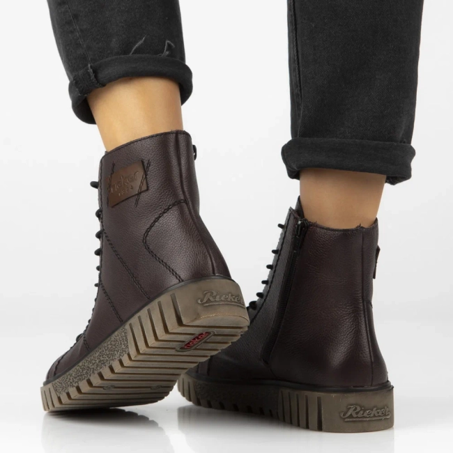 Leather ankle boots Rieker Y3421-35 burgundy