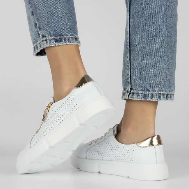 Skórzane półbuty na platformie Filippo DP4528/23 WH białe