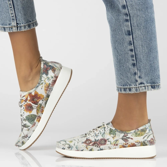 Leather shoes Filippo DP6102/24 WH FL white flowers