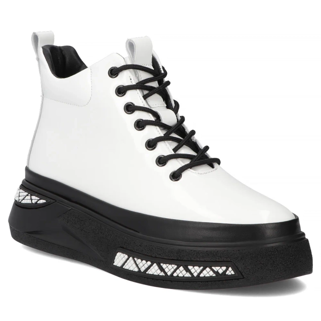 Skórzane botki na platformie Filippo DBT7276/25 WH  białe