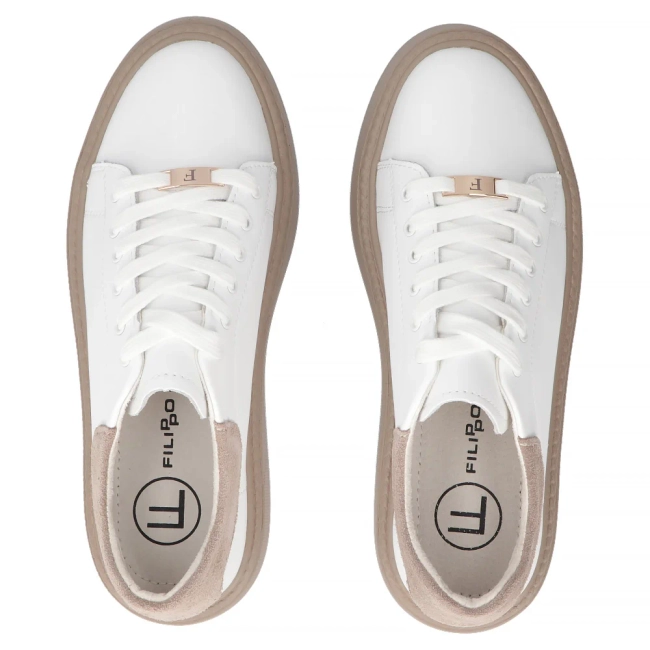 Skórzane sneakersy Filippo DP6119/26 WH białe